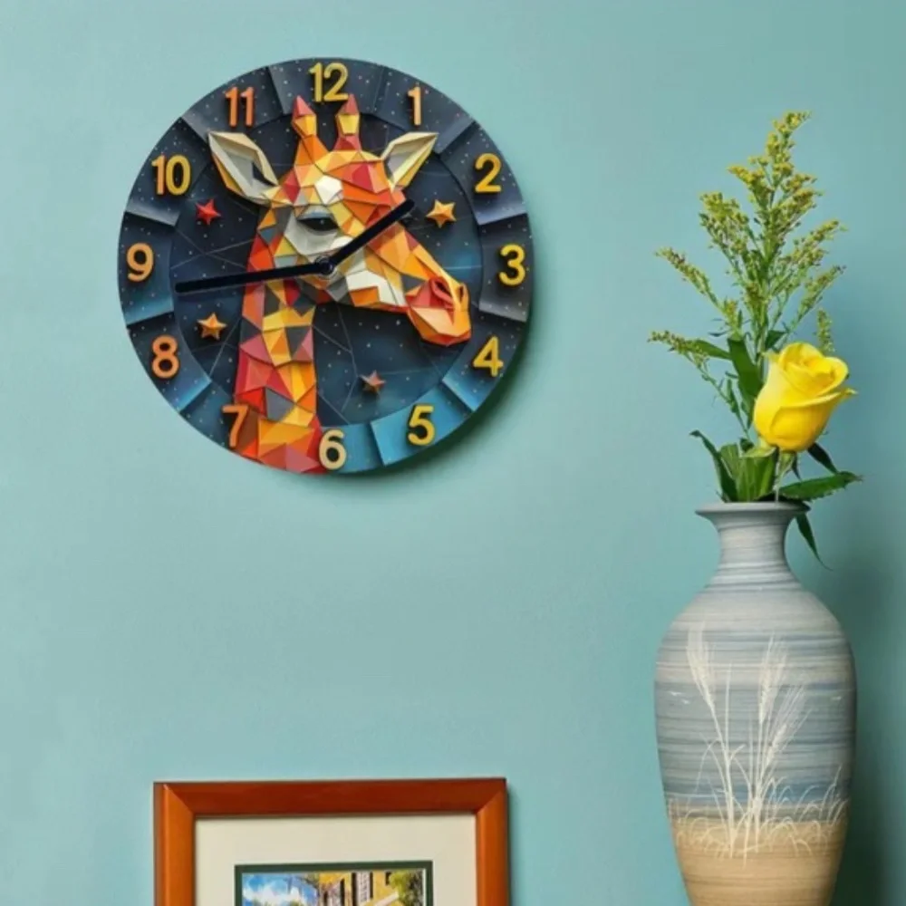 NIB! Gorgeous Detailed Artistic Style African Giraffe Clock!